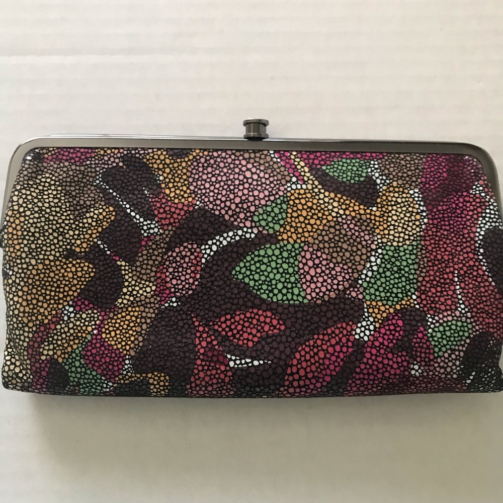 HOBO Multicolor Pebbled Pattern Leather Clutch - Pink Green Yellow Black